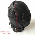 Zipper Tight Fit Black Elastic Leather Full Head Blind Hood Bdsm Bondage Breathable Slave Pig Gear Sex Toy - 6