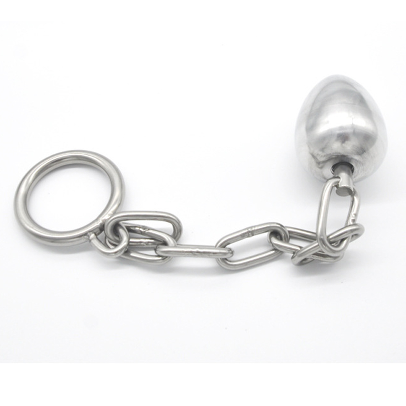 Stainless Steel Anal Expander Long Chain Butt Plug Large Cock Ring Mens Erotic Sex Toys - 4
