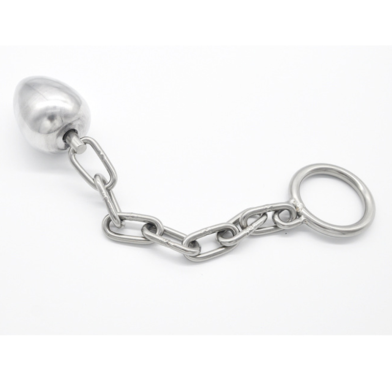 Stainless Steel Anal Expander Long Chain Butt Plug Large Cock Ring Mens Erotic Sex Toys - 3