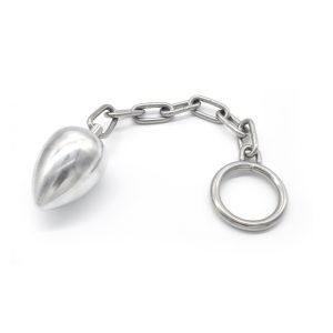 Stainless Steel Anal Plug With Cock Ring Chain Penis Chastity Device Virginity Belt Adult Game Sex Toy