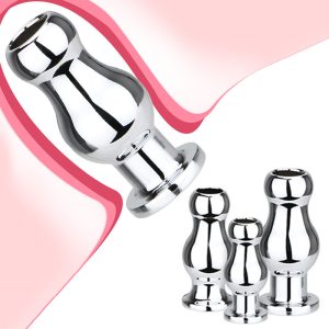 Metal Hollow Anal Plug Butt Douche Enema Syringe Sex Toys For Woman Men Gay