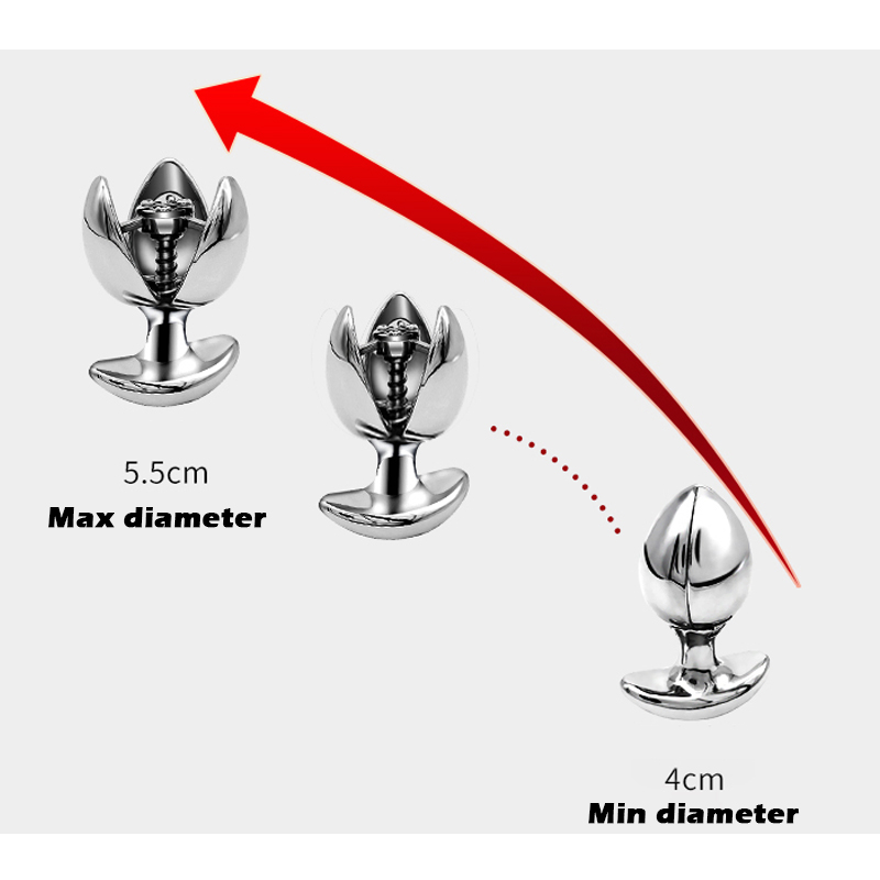 Stainless Steel Anal Beads Expanding Butt Plug With Secure Lock Large Size Anal Trainer - 4