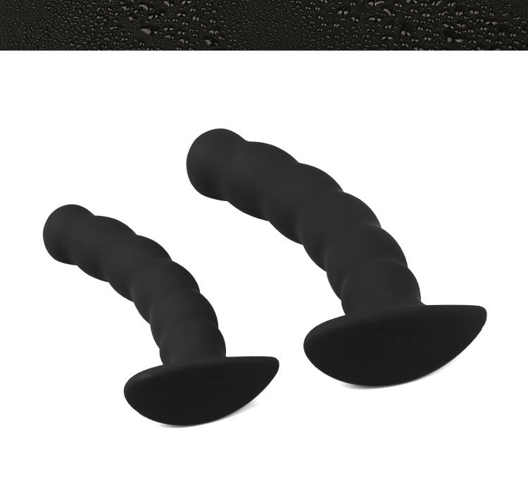 Silicone Anal Dildo For Men And Women Beaded Soft Black Two Sizes Long - 8