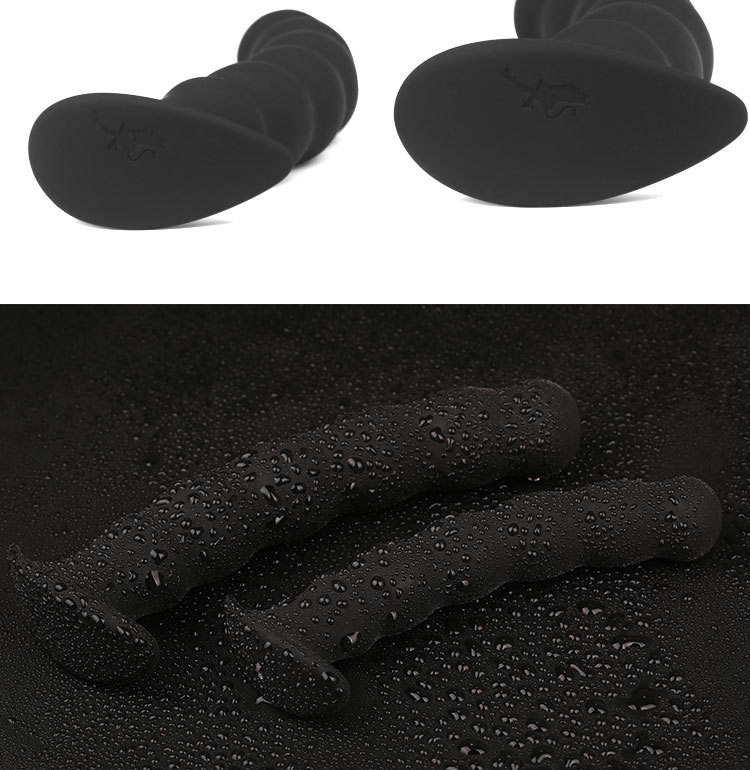 Silicone Anal Dildo For Men And Women Beaded Soft Black Two Sizes Long - 7