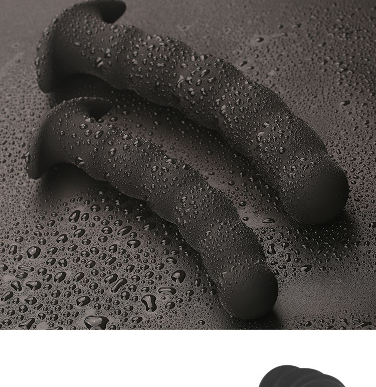 Silicone Anal Dildo For Men And Women Beaded Soft Black Two Sizes Long - 6