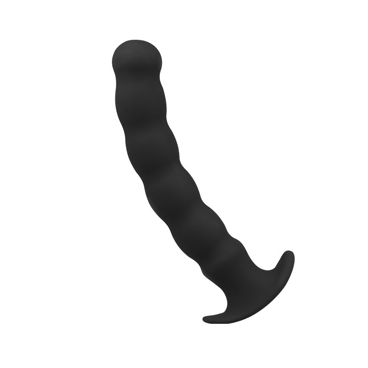 Silicone Anal Dildo For Men And Women Beaded Soft Black Two Sizes Long - 4