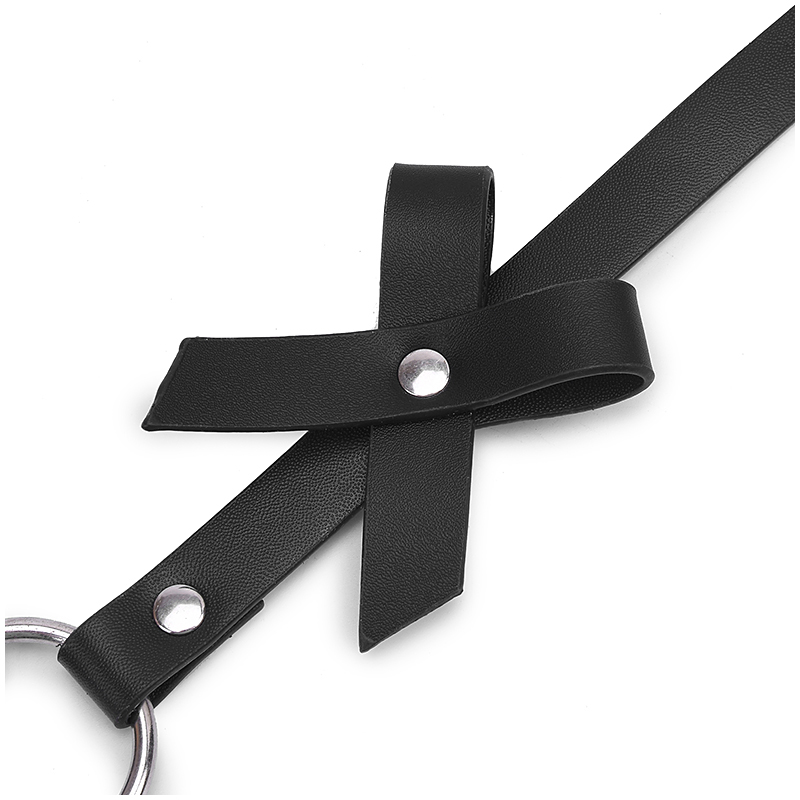 Black Pu Leather Bdsm Bondage Set With Thigh Cuffs Handcuffs Adult Games For Couples Womens Seductive Panties - 8