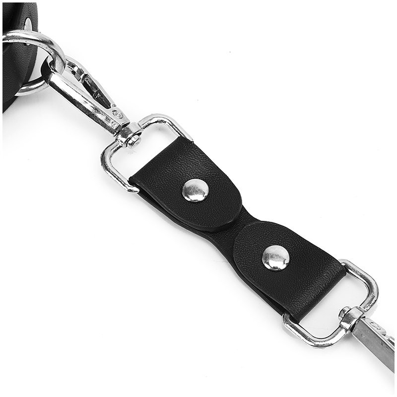 Black Pu Leather Bdsm Bondage Set With Thigh Cuffs Handcuffs Adult Games For Couples Womens Seductive Panties - 9