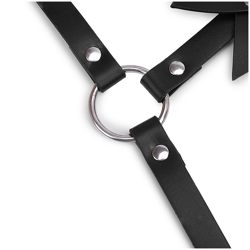 Black Pu Leather Bdsm Bondage Set With Thigh Cuffs Handcuffs Adult Games For Couples Womens Seductive Panties - 10