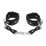 Black Pu Leather Restraint Bdsm Bondage Set Thigh Cuffs Handcuffs For Sex Toys Couples Woman Panties Adult Games - 5