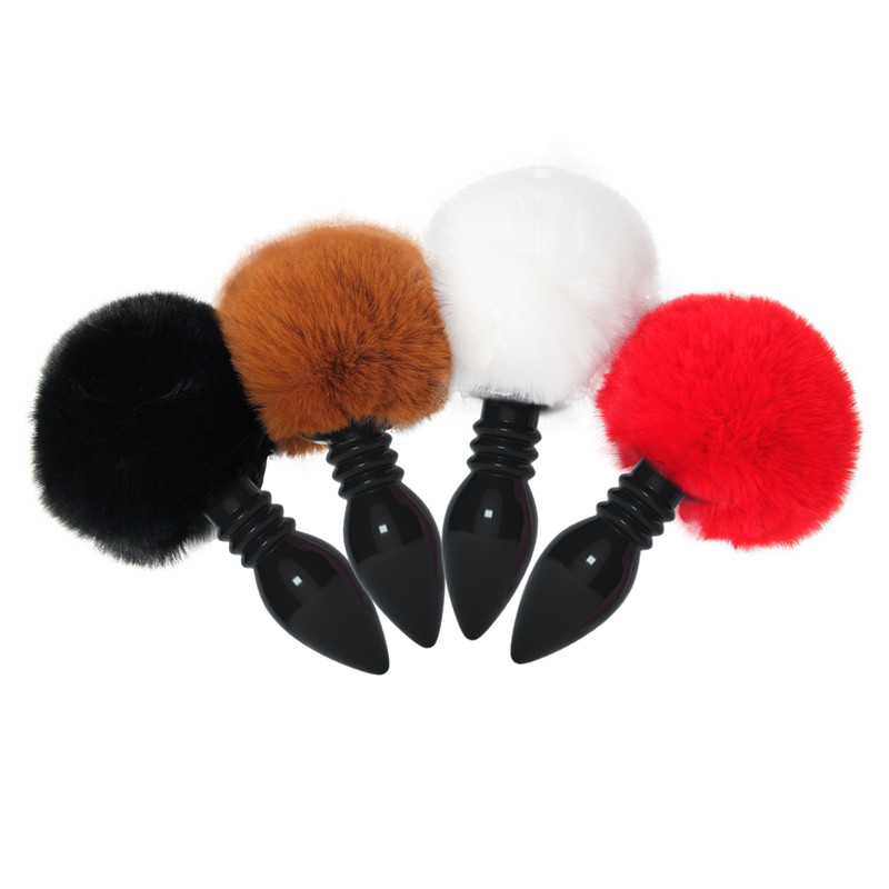 Black Silicone Fox Tail Anal Plug Smooth Fur Adult Intimate Game Toys For Women - 9