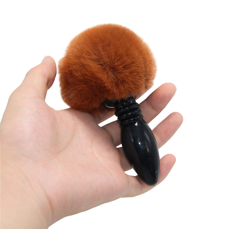Black Silicone Fox Tail Anal Plug Smooth Fur Adult Intimate Game Toys For Women - 8
