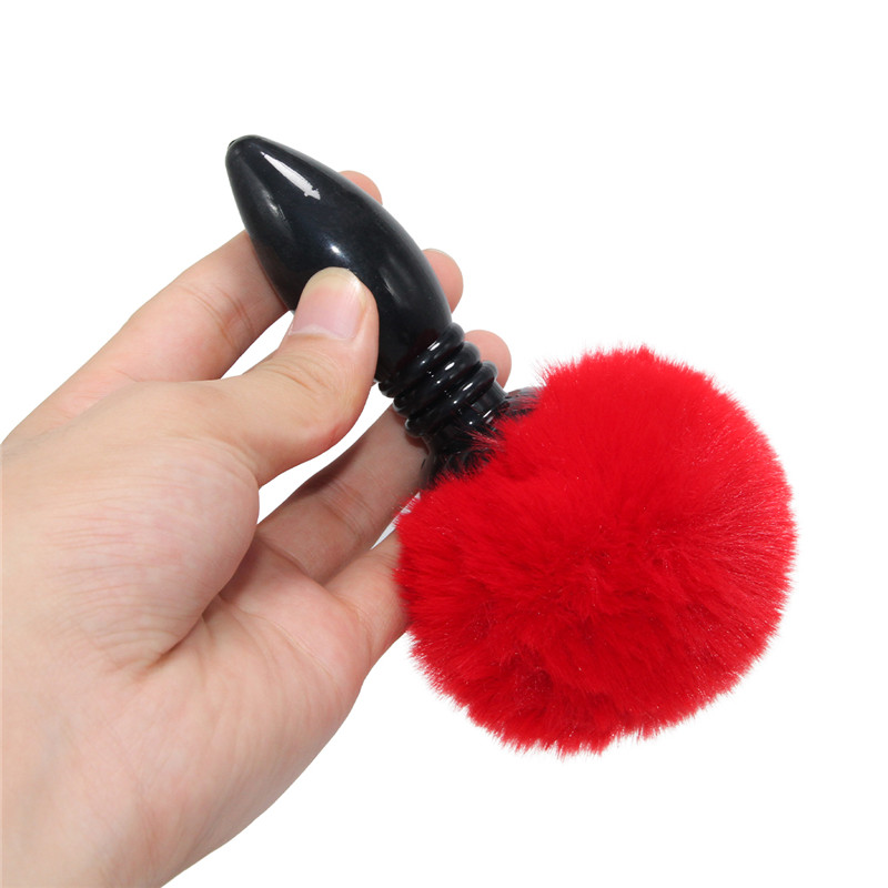 Black Silicone Fox Tail Anal Plug Smooth Fur Adult Intimate Game Toys For Women - 7