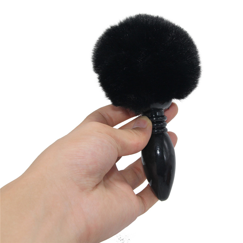 Black Silicone Fox Tail Anal Plug Smooth Fur Adult Intimate Game Toys For Women - 6