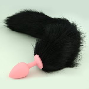 Black Tail Anal Plug Sex Toys For Woman 72x30mm Small Silicone Butt Plugs Fox Products Adults Buttplug - 2