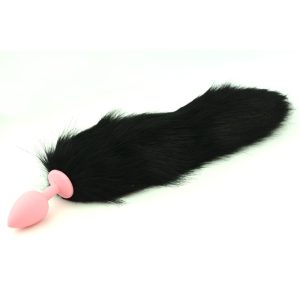 Black Tail Anal Plug Sex Toys For Woman 72x30mm Small Silicone Butt Plugs Fox Products Adults Buttplug