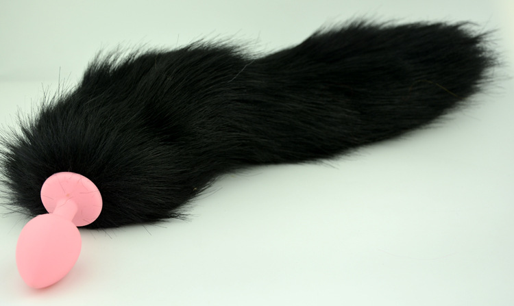 Small Black Silicone Fox Tail Anal Plug Butt Toy 72x30mm For Women Erotic Adult Play - 5