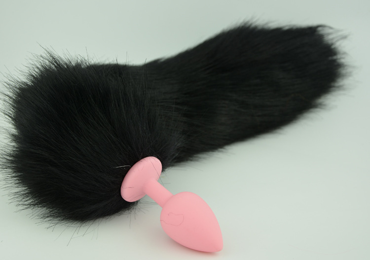 Small Black Silicone Fox Tail Anal Plug Butt Toy 72x30mm For Women Erotic Adult Play - 4
