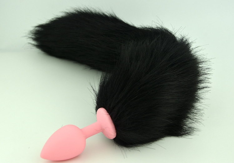 Small Black Silicone Fox Tail Anal Plug Butt Toy 72x30mm For Women Erotic Adult Play - 3