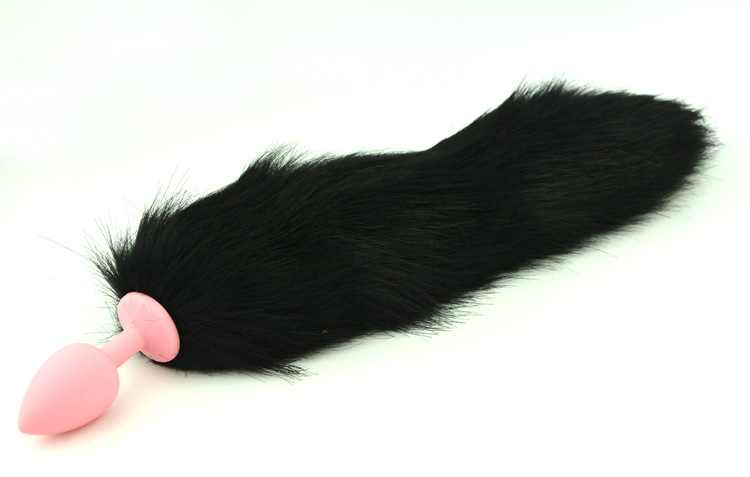 Small Black Silicone Fox Tail Anal Plug Butt Toy 72x30mm For Women Erotic Adult Play - 2