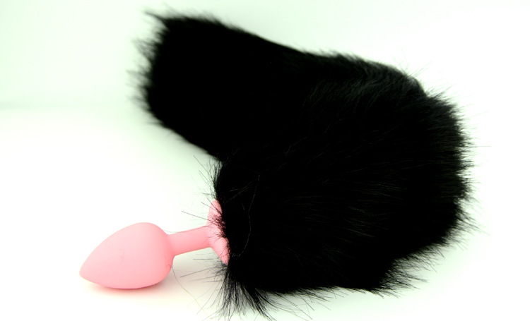 Small Black Silicone Fox Tail Anal Plug Butt Toy 72x30mm For Women Erotic Adult Play - 1