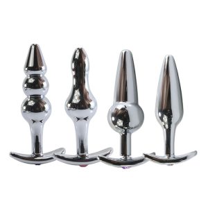 Metal Anal Plug With Corlor Jeweled 4 Style Steel Butt For Women Men Sex Toys Wearing Outdoor All Day Beginner
