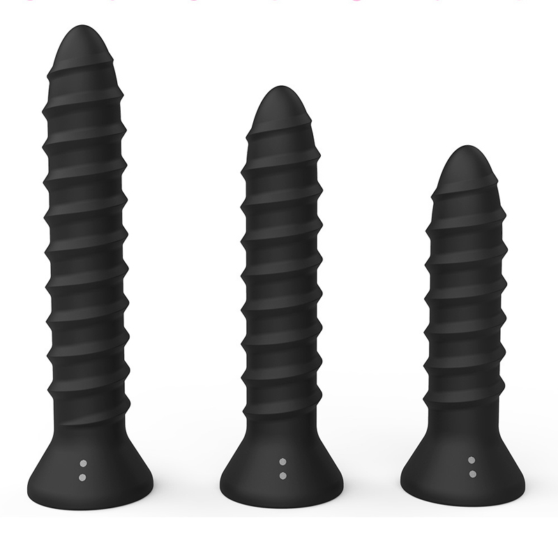 Powerful Vibrating Silicone Spiral Anal Plug 6 7 8inch Dildo Stick Massager Strapon Buttplug - 9