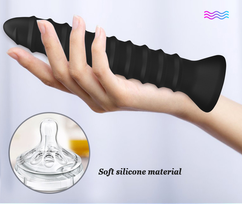 Powerful Vibrating Silicone Spiral Anal Plug 6 7 8inch Dildo Stick Massager Strapon Buttplug - 6