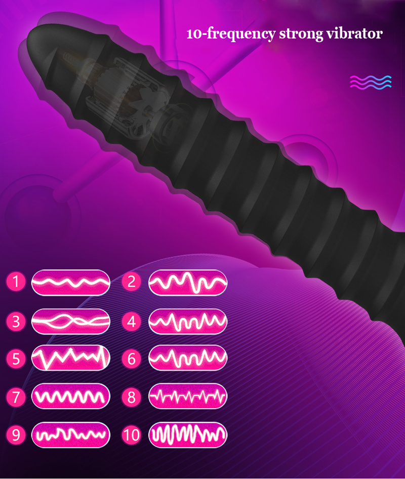 Powerful Vibrating Silicone Spiral Anal Plug 6 7 8inch Dildo Stick Massager Strapon Buttplug - 2