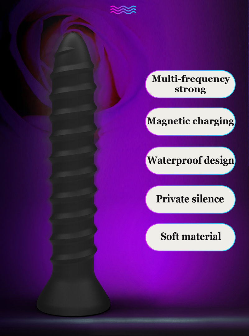 Powerful Vibrating Silicone Spiral Anal Plug 6 7 8inch Dildo Stick Massager Strapon Buttplug - 1