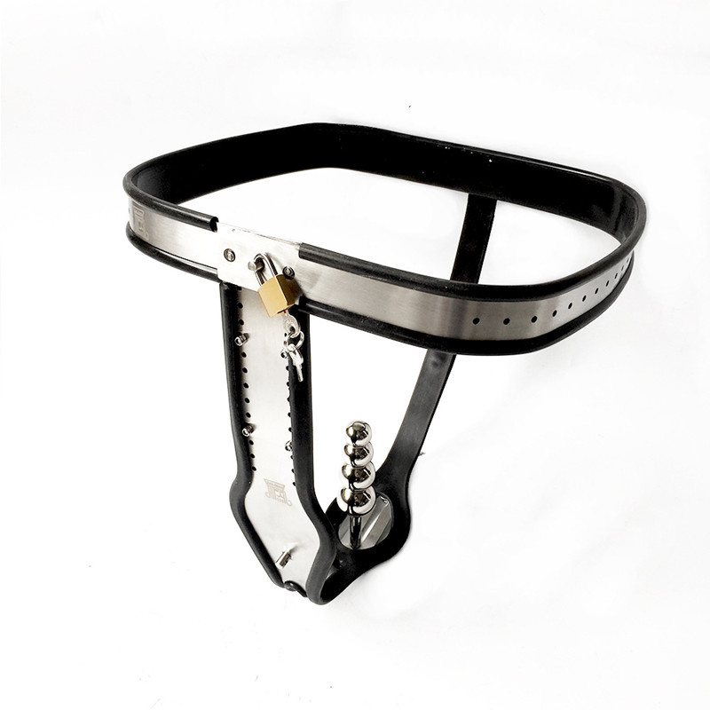 Stainless Steel Female Chastity Belt Ttype With Dual Anal And Vagina Plug Secure Lock G7527 - 3