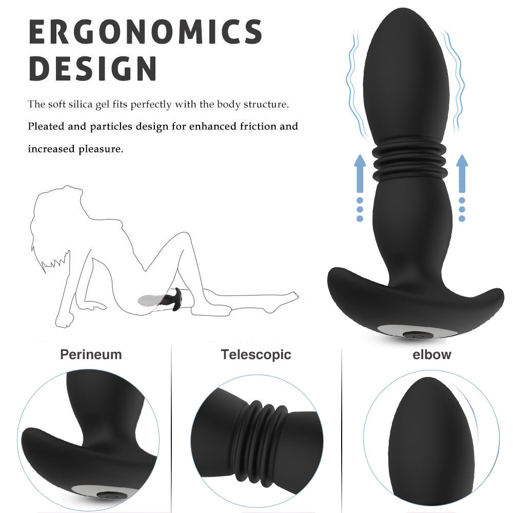 Prostate Massager Anal Vibrator Waterproof Telescopic Dildo Wireless Remote Control Butt Plug Stimulator Sex Toy For Women - 7