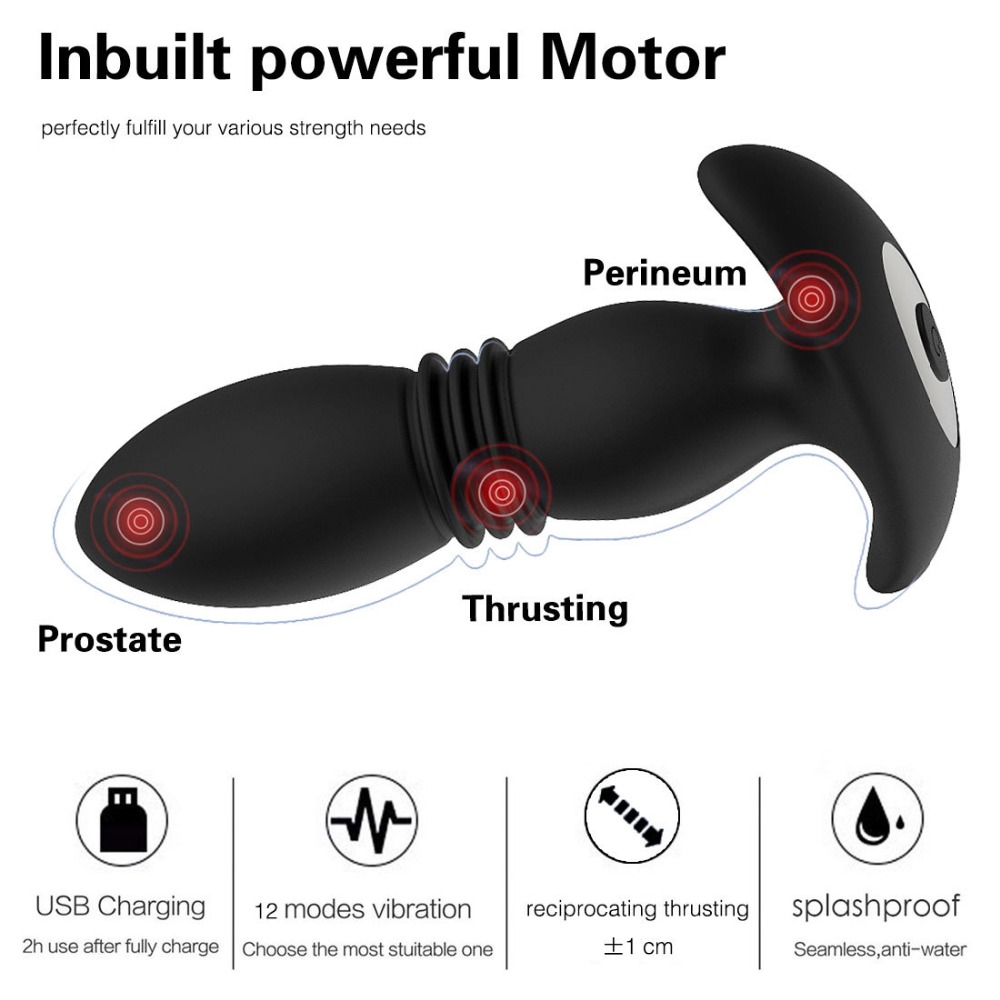 Prostate Massager Anal Vibrator Waterproof Telescopic Dildo Wireless Remote Control Butt Plug Stimulator Sex Toy For Women - 6