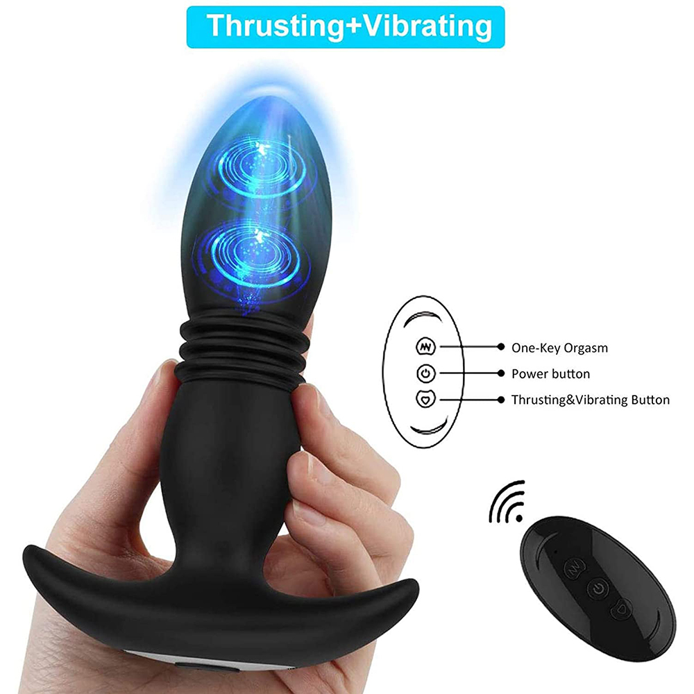 Prostate Massager Anal Vibrator Waterproof Telescopic Dildo Wireless Remote Control Butt Plug Stimulator Sex Toy For Women - 2