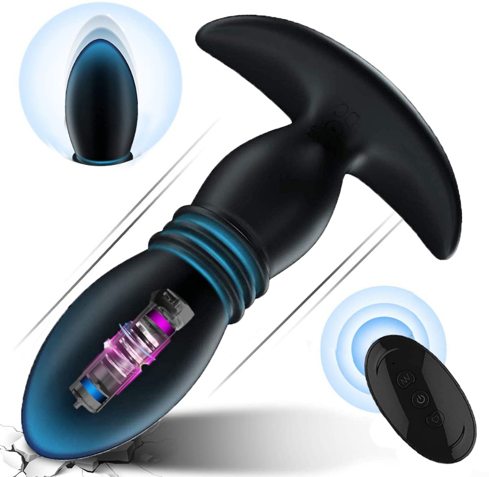 Prostate Massager Anal Vibrator Waterproof Telescopic Dildo Wireless Remote Control Butt Plug Stimulator Sex Toy For Women - 1