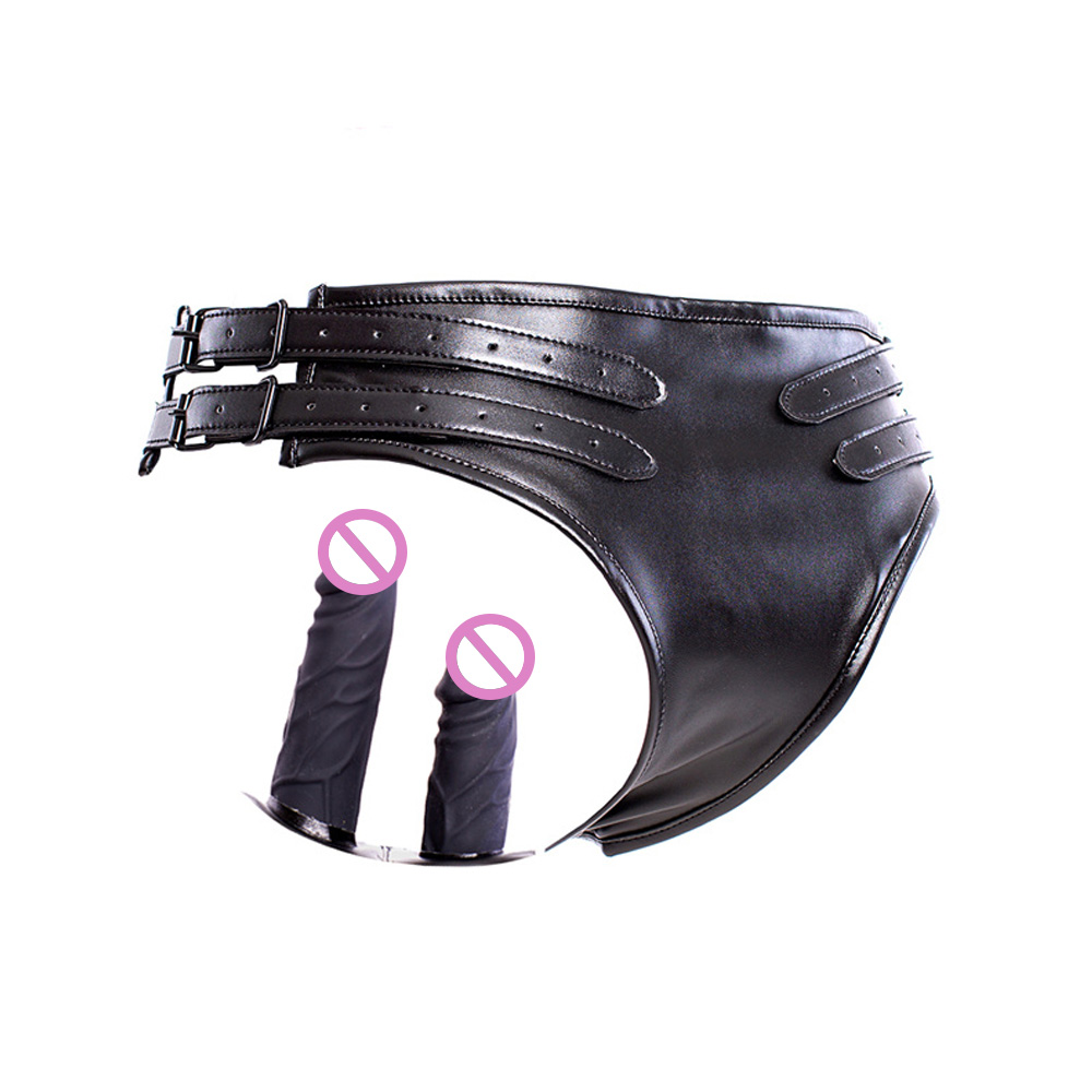 Leather Bondage Dildo Chastity Pants Female Thong Briefs Anal Butt Plug Sex Toy Nonvibrating Underwear Panties - 6