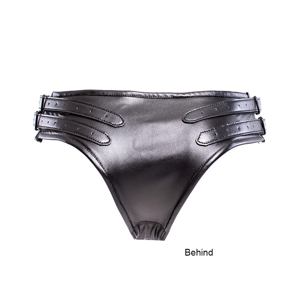 Leather Bondage Dildo Chastity Pants Female Thong Briefs Anal Butt Plug Sex Toy Nonvibrating Underwear Panties - 4