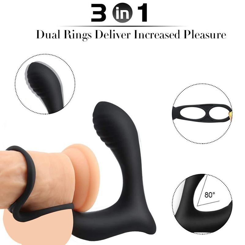 10speed Prostate Massager Anal Plug With Male Rings Vibrating Gspot Clitoral Stimulator Adult Sex Toy For Men - 6