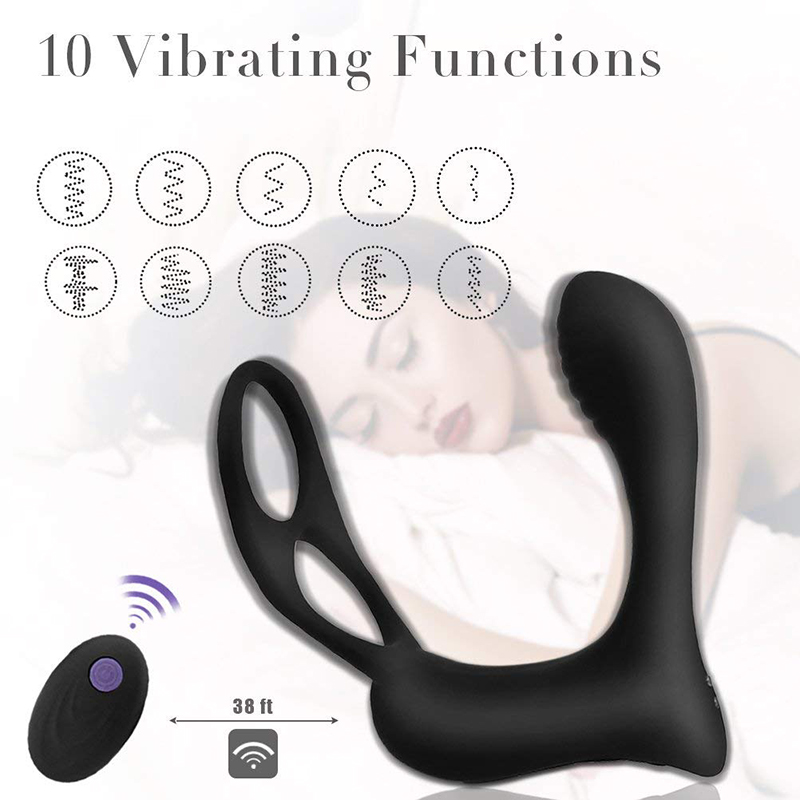 10speed Prostate Massager Anal Plug With Male Rings Vibrating Gspot Clitoral Stimulator Adult Sex Toy For Men - 5