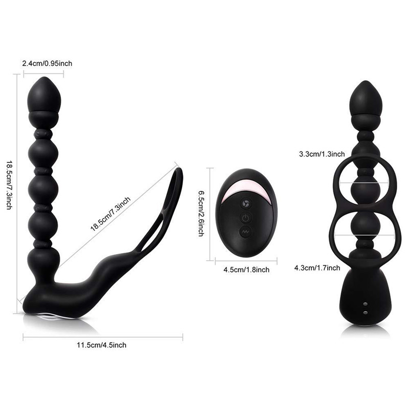 Wireless Remote Control Prostate Massager Mens Vibrating Penis Ring Anal Plug Stimulator Ejaculation Delay Toy - 2