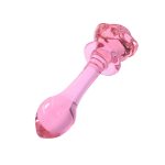 Pink Rose Glass Butt Plug Anal Beads Prostate Massage Expander Sex Toys For Women Men Buttplug - 3