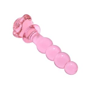 Pink Rose Glass Butt Plug Anal Beads Prostate Massage Expander Sex Toys For Women Men Buttplug - 2
