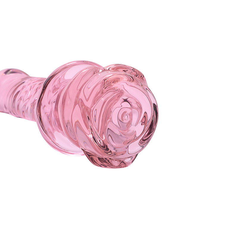 Pink Rose Glass Anal Beads Prostate Massager Butt Plug Expander Unisex Adult Pleasure Toy - 16