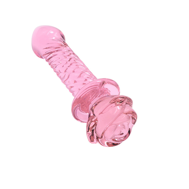 Pink Rose Glass Anal Beads Prostate Massager Butt Plug Expander Unisex Adult Pleasure Toy - 14