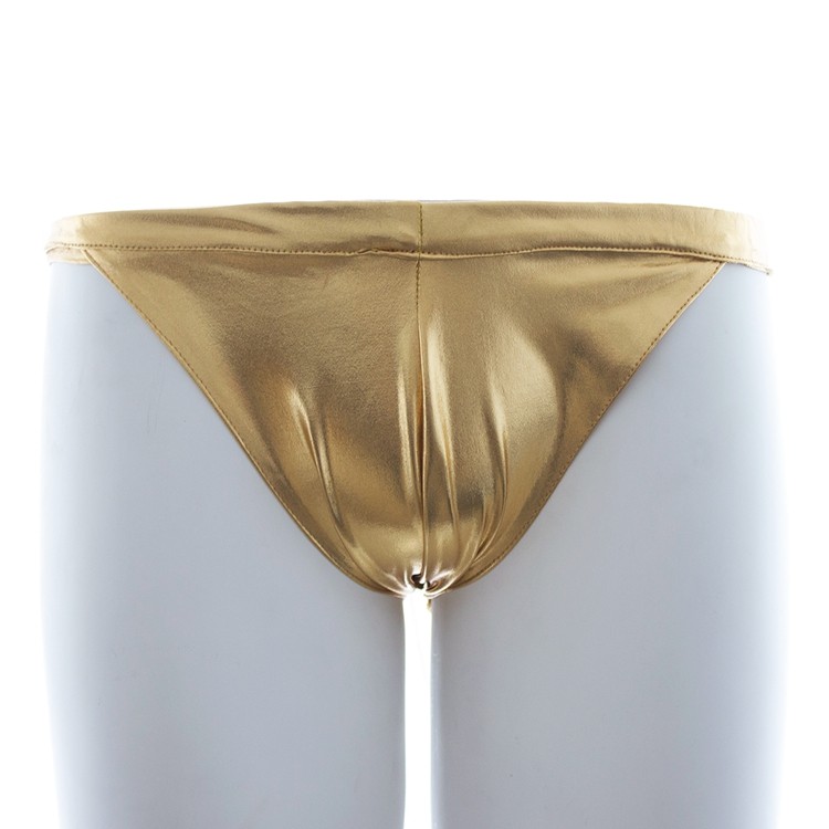 Yellow Leather Mens Chastity Underwear Elastic Thong For Couple Games Anal Sex Toy - 1