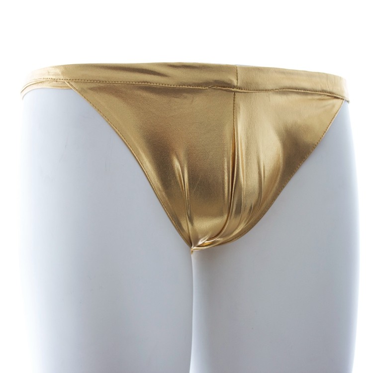 Yellow Leather Mens Chastity Underwear Elastic Thong For Couple Games Anal Sex Toy - 2