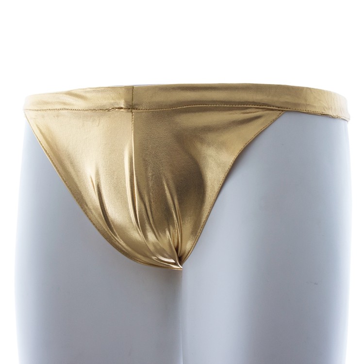 Yellow Leather Mens Chastity Underwear Elastic Thong For Couple Games Anal Sex Toy - 3