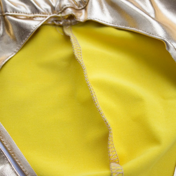 Yellow Leather Mens Chastity Underwear Elastic Thong For Couple Games Anal Sex Toy - 6