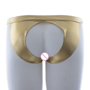 Exposed Ass Underwear Chastity Pants For Men Sex Toys Leather Thong Products Elasticity Yellow Couple Games Anal