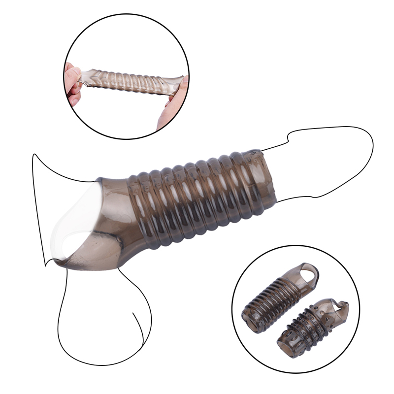 Silicone Mens Reusable Penis Sleeve Strapon Erection Enhancer Delayed Ejaculation Chastity Device Sperm Lock Adult Sex Toys - 1